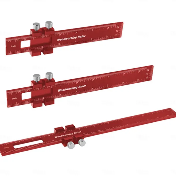 Upgrade Your Woodworking with this Precision Pocket Ruler: Aluminum Slide Ruler with Inch and Metric Measurements, T-Type Scribing, and Square Layout Tool