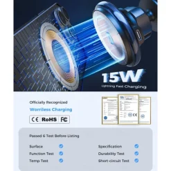 Upgraded for MagSafe Cup Holder Charger, MagSafe Car Mount Charger 15W Fast Charging with Adjustable Gooseneck for iPhone 16 15 14 13 12 Pro Max Plus Mini MagSafe Case