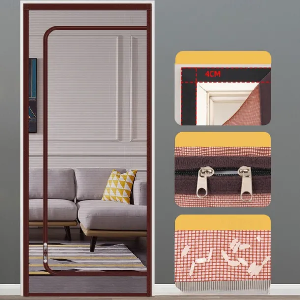 Upgraded Pet Screen Door,Nano-coated Cat Screen Door for Living Room,Anti-mosquito Anti-pet Screen Net with Zipper for Bedroom, Living Room, Kitchen