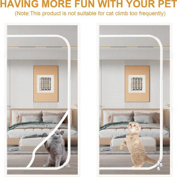 Upgraded Pet Screen Door,Nano-coated Cat Screen Door for Living Room,Anti-mosquito Anti-pet Screen Net with Zipper for Bedroom, Living Room, Kitchen