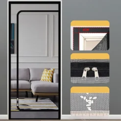 Upgraded Pet Screen Door,Nano-coated Cat Screen Door for Living Room,Anti-mosquito Anti-pet Screen Net with Zipper for Bedroom, Living Room, Kitchen