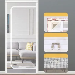 Upgraded Pet Screen Door,Nano-coated Cat Screen Door for Living Room,Anti-mosquito Anti-pet Screen Net with Zipper for Bedroom, Living Room, Kitchen