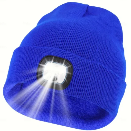 Upgraded USB Rechargeable LED Light-Up Winter Knit Cap - High Brightness, Long-Lasting Battery, 9 Colors (Black/Grey/Blue/Yellow/Orange/Pink/Green/Red/Navy) for Night Walking, Camping, Fishing