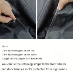 Upgraded Windshield Cover Magnet Sun Shade Waterproof Snowproof Car Front Window Sun Protection Cover With Reflective Strip & Windproof Fixing Belt