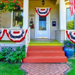 USA Patriotic Pleated Fan Flags,4th of July Decorations Outdoor,Bunting Flag Banners,USA Flags Pleated Fan Flag,Patriotic Bunting For Outside,Red White And Blue Buntings Decorations