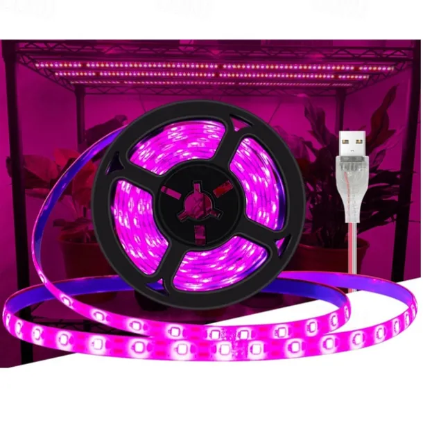 USB LED Plant Growing Strip Light Lamp Waterproof Full Spectrum 2835 SMD 3m 9.8ft Indoor Flower Seedling Hydroponics Succulents Greenhouse Indoor