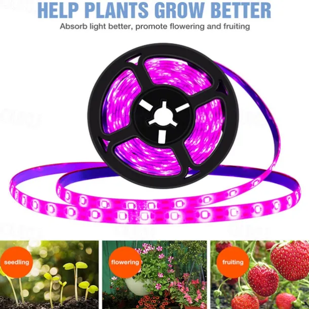 USB LED Plant Growing Strip Light Lamp Waterproof Full Spectrum 2835 SMD 3m 9.8ft Indoor Flower Seedling Hydroponics Succulents Greenhouse Indoor