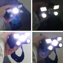 USB Rechargeable LED Head Lamp, Portable 5 LEDs Headlight Torch Work Light for Travel, Camping, Fishing, Hunting Outdoor Camping Adventure