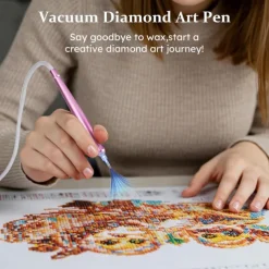USB-Powered Electric Diamond Art Painting Pen with Vacuum Storage Tray Ergonomic Handle, Adjustable Settings, and Multi-Colored Brush Heads for Long-Lasting, Stable Crafting, Diamond Art Pen