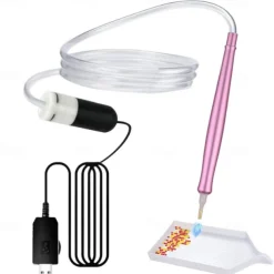 USB-Powered Electric Diamond Art Painting Pen with Vacuum Storage Tray Ergonomic Handle, Adjustable Settings, and Multi-Colored Brush Heads for Long-Lasting, Stable Crafting, Diamond Art Pen