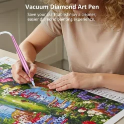 USB-Powered Electric Diamond Art Painting Pen with Vacuum Storage Tray Ergonomic Handle, Adjustable Settings, and Multi-Colored Brush Heads for Long-Lasting, Stable Crafting, Diamond Art Pen