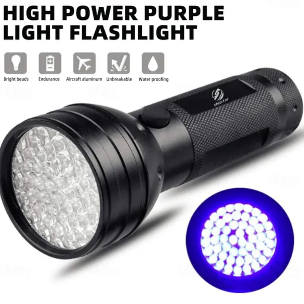 UV LED Flashlights Outdoor 51 LEDs 395nm Ultra Violet Torch Light Lamp Blacklight Detector for Dog Urine Pet Stains and Bed Bug