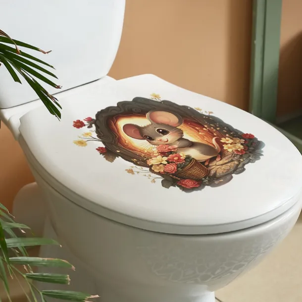 Valentine's Day Cute Mouse Bathroom Toilet Seat Cover Decorative Sticker