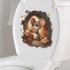 Valentine's Day Cute Mouse Bathroom Toilet Seat Cover Decorative Sticker