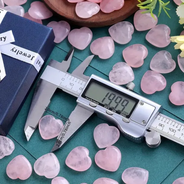 Valentine's Day Heart-Shaped Stone Gift Box, 2cm Rose Quartz Heart Stone, Natural Peach Rose Quartz, Heart-Shaped Crystal Stone in Gift Box, Romantic Gift for Lovers