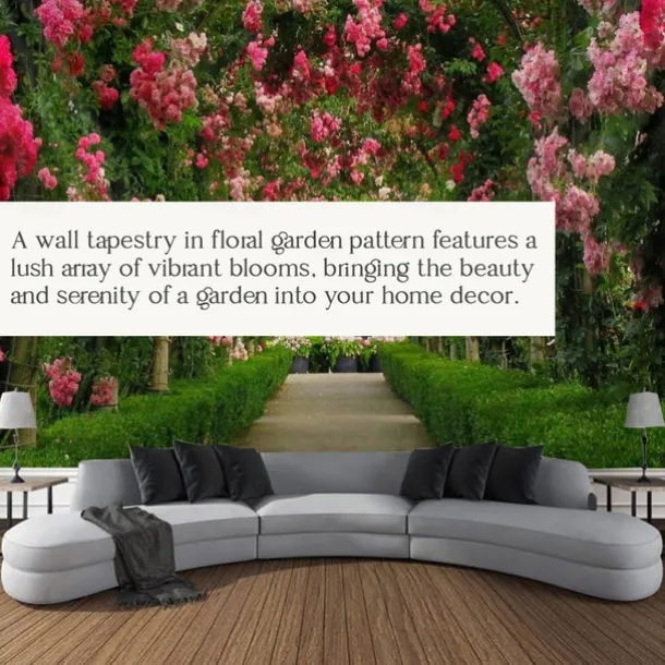 Valentine's Day Large Wall Tapestry Art Decor Blanket Curtain Picnic Tablecloth Hanging Home Bedroom Living Room Dorm Decoration Nature Landscape Garden Pathway Plant Floral Flower