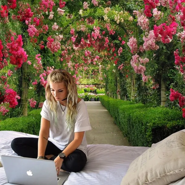 Valentine's Day Large Wall Tapestry Art Decor Blanket Curtain Picnic Tablecloth Hanging Home Bedroom Living Room Dorm Decoration Nature Landscape Garden Pathway Plant Floral Flower