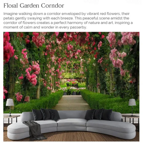 Valentine's Day Large Wall Tapestry Art Decor Blanket Curtain Picnic Tablecloth Hanging Home Bedroom Living Room Dorm Decoration Nature Landscape Garden Pathway Plant Floral Flower