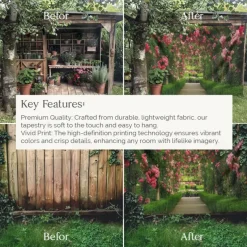 Valentine's Day Large Wall Tapestry Art Decor Blanket Curtain Picnic Tablecloth Hanging Home Bedroom Living Room Dorm Decoration Nature Landscape Garden Pathway Plant Floral Flower