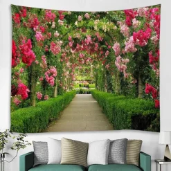 Valentine's Day Large Wall Tapestry Art Decor Blanket Curtain Picnic Tablecloth Hanging Home Bedroom Living Room Dorm Decoration Nature Landscape Garden Pathway Plant Floral Flower