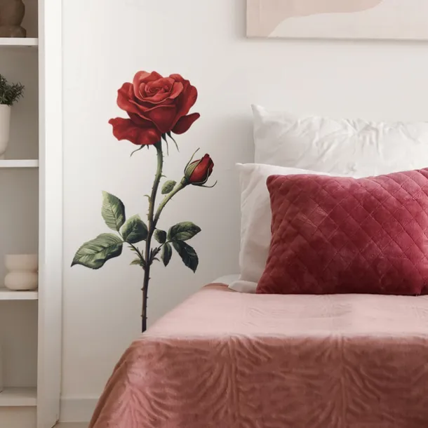 Valentine's Day Romantic Red Rose Bedroom Living Room Entrance Home Background Beautification Wall Stickers