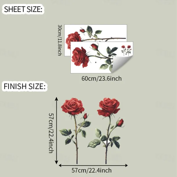 Valentine's Day Romantic Red Rose Bedroom Living Room Entrance Home Background Beautification Wall Stickers