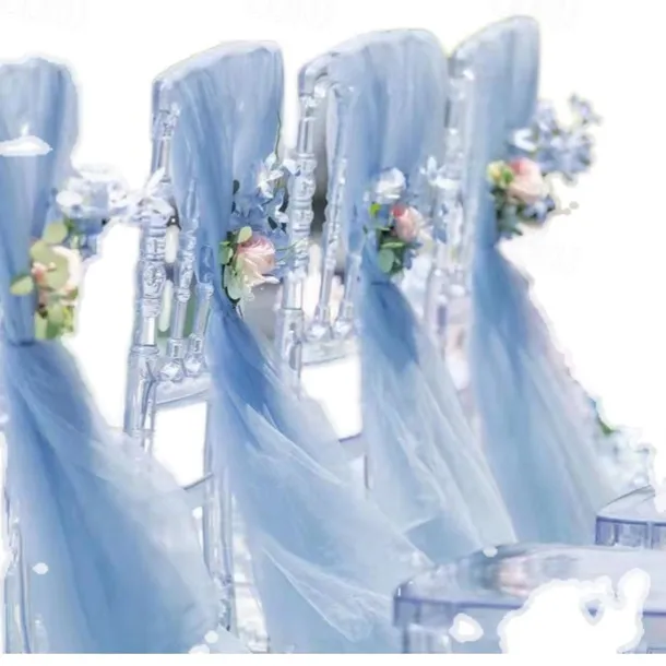 Valentine's Day Wedding White Veil Veil Drape Drapery Chair Back Veil Wedding Decoration Chair Back Veil Ceiling Veil Organza Mesh