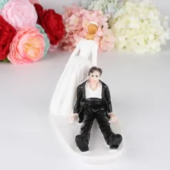 Valentine's Gift Wedding Resin Cake Topper Fashion Cake Topper Dolls Bride and Groom Resin Figurines Ornament Wedding Decor 13*10CM