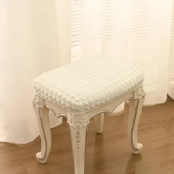 Vanity Stool Bench Covers, Rectangle Bar Stool Covers, Luxury Crease-Resistant Jacquard Fabric Saddle Bar Stool Slipcovers Stretch Washable