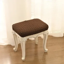 Vanity Stool Bench Covers, Rectangle Bar Stool Covers, Luxury Crease-Resistant Jacquard Fabric Saddle Bar Stool Slipcovers Stretch Washable