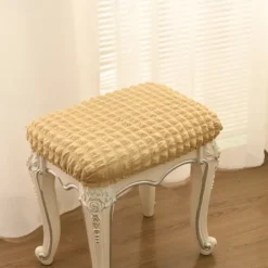 Vanity Stool Bench Covers, Rectangle Bar Stool Covers, Luxury Crease-Resistant Jacquard Fabric Saddle Bar Stool Slipcovers Stretch Washable