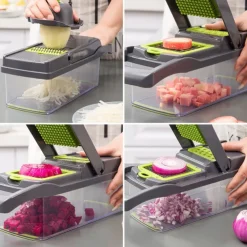 Vegetable Slicer Onion Mincer Chopper Vegetable Chopper Cutter Dicer Egg Slicer with Container Multi-Functional Vegetable Cutter