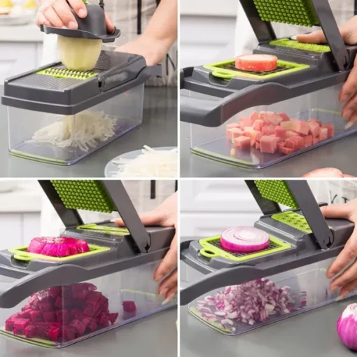 Vegetable Slicer Onion Mincer Chopper Vegetable Chopper Cutter Dicer Egg Slicer with Container Multi-Functional Vegetable Cutter