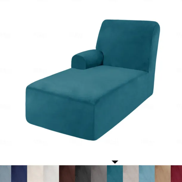 Velvet Chaise Cover Stretch Sectional Couch Covers for L Shaped Sofa Fitted Soft Chaise Lounge Cushion Cover Sofa Slipcover with Elastic Bottom