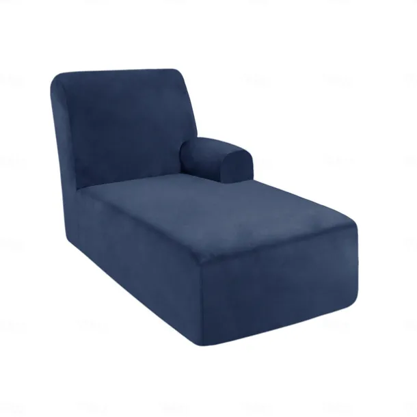 Velvet Chaise Cover Stretch Sectional Couch Covers for L Shaped Sofa Fitted Soft Chaise Lounge Cushion Cover Sofa Slipcover with Elastic Bottom