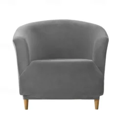 Velvet Club Chair Barrel Chair Slipcover Burgundy Stretch Armchair Covers 1-Piece Club Tub Chair Covers Sofa Cover Couch Furniture Protector Cover Plush Spandex Couch Covers for Living Room