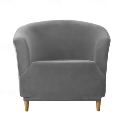 Velvet Club Chair Barrel Chair Slipcover Burgundy Stretch Armchair Covers 1-Piece Club Tub Chair Covers Sofa Cover Couch Furniture Protector Cover Plush Spandex Couch Covers for Living Room