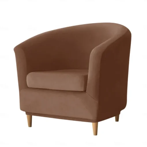 Velvet Club Chair Slipcovers, Soft Stretch Tub Burgundy Red Chair Cover for Living Room and Bedroom, Washable and Removable Armchair Protector, Furniture Protector for Home Decor