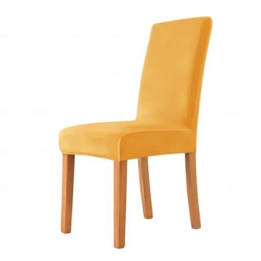 Velvet Dining Chair Cover Burgundy Plush Stretch Spandex Chair Slipcover Chair Protector High Back Dining Chair Cover with Elastic Band for Dining Room Wedding Ceremony Banquet Home Decor