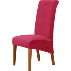 Velvet Dining Chair Covers, Burgundy Stretch Chair Cover, Spandex High back Chair Protector Covers Seat Slipcover with Elastic Band for Dining Room,Wedding, Ceremony, Banquet