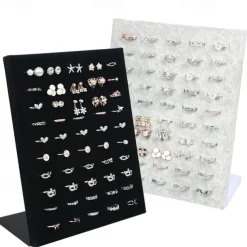 Velvet Display Case Jewelry Ring Displays Stand Board Holder Storage Box Plate Organizer