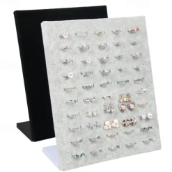 Velvet Display Case Jewelry Ring Displays Stand Board Holder Storage Box Plate Organizer