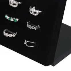 Velvet Display Case Jewelry Ring Displays Stand Board Holder Storage Box Plate Organizer
