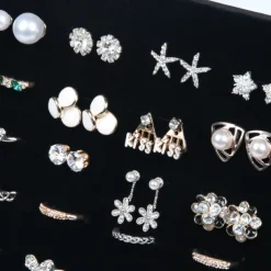 Velvet Display Case Jewelry Ring Displays Stand Board Holder Storage Box Plate Organizer