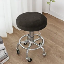 Velvet Round Bar Stool Seat Covers Pub Counter Stool Chair Slipcover Square Swivel Barstool Elastic Bar Chair Covers Washable Cushion Cover for Coffe Party Bar Restrant