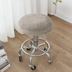 Velvet Round Bar Stool Seat Covers Pub Counter Stool Chair Slipcover Square Swivel Barstool Elastic Bar Chair Covers Washable Cushion Cover for Coffe Party Bar Restrant