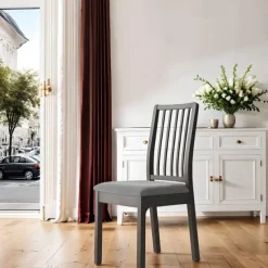 Velvet Seat Covers for Dining Room Burgundy Stretch Fitted Dining Room Upholstered Chair Seat Cushion Cover, Removable Washable Furniture Protector Slipcovers with Ties