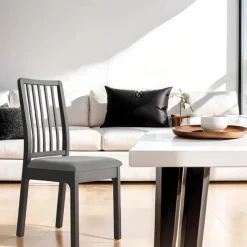 Velvet Seat Covers for Dining Room Burgundy Stretch Fitted Dining Room Upholstered Chair Seat Cushion Cover, Removable Washable Furniture Protector Slipcovers with Ties