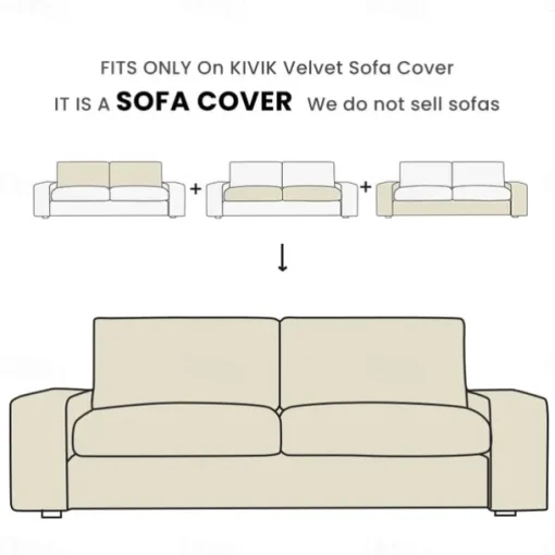Velvet Sofa Cover of 3-Seater Slipcovers Solid Color Quilted Velvet KIVcover LITB PRIME cover