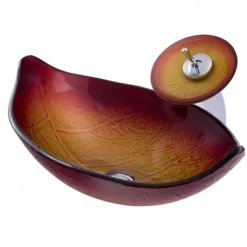 Vessel Sink for Bathroom Modern Leaf Style Bathroom Vanity Sinks Above Counter Countertop Basin sink